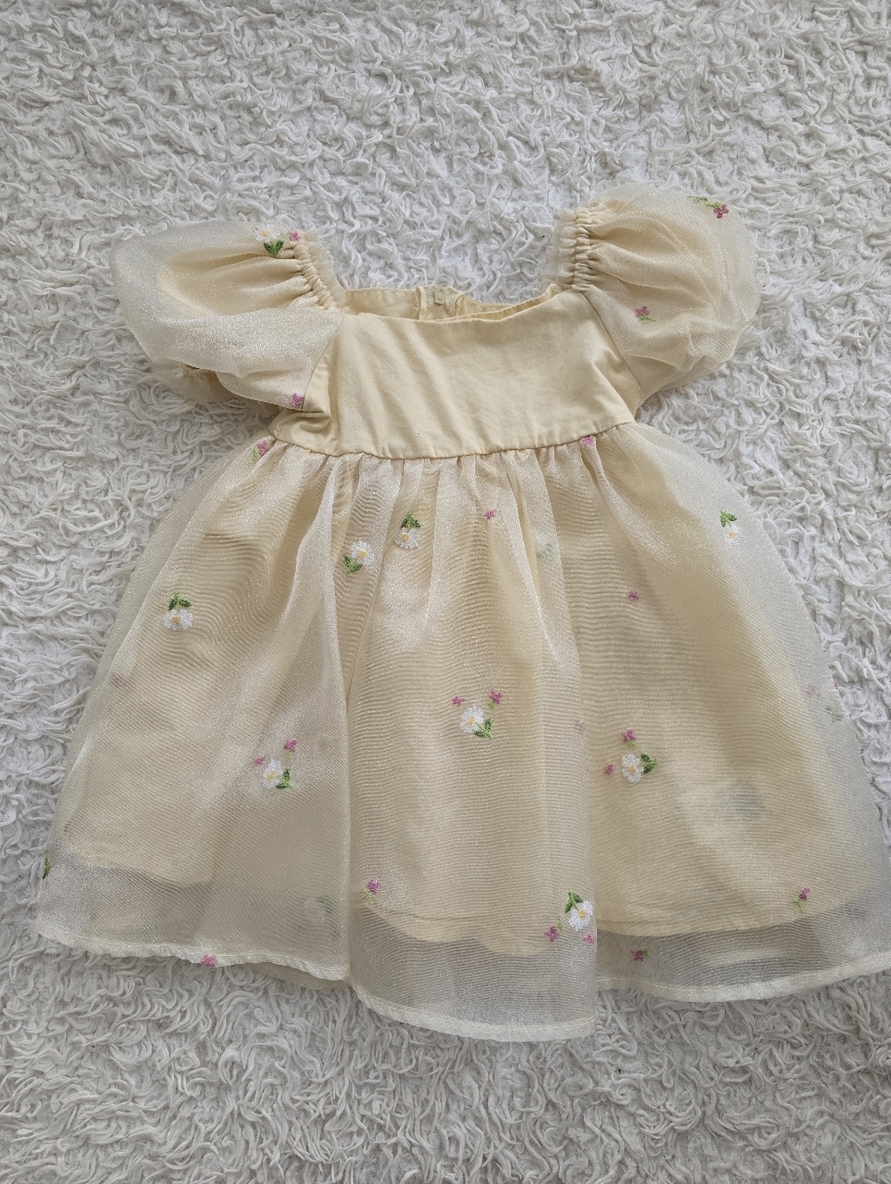 Girls Cream Floral Tulle Party Dress